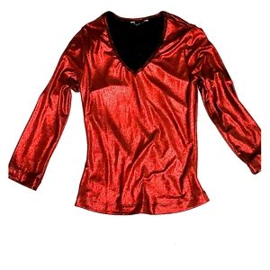 GUESS metallic red long sleeve shirt, Small